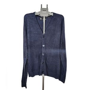 WEATHERPROOF WP LARGE BLUE CARDIGAN SWEATER MENS BUTTON UP NO POCKET Lightweight